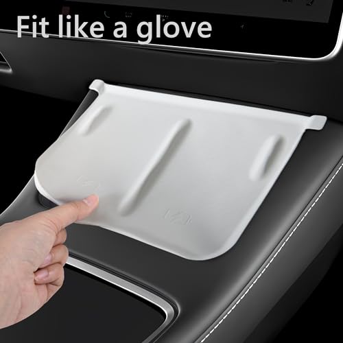 frani Center Console Silicone Mat(White Carbon Fiber Texture) Designed for Tesla Model 3/Y 2021-2025,Tesla Center Console Cover Accessories for Model 3/Y(Not for Model 3 Highland 2024-2025) by frani - Image 2