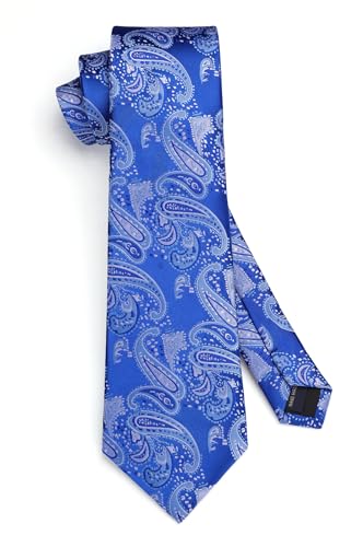 Image of HISDERN Ties for Men Paisley Tie and Pocket Square Woven Classic Floral Mens Ties Handkerchief Set Wedding Party Necktie