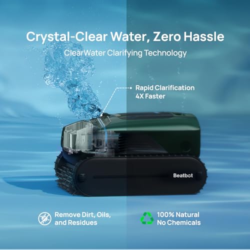 Image of Beatbot AquaSense 2 Pro Robotic Pool Cleaner, Unmatched 5-in-1 Cleaning, Surface Parking, Skimmer with APP Control, Water Clarification, for Pools up to 3,875 Sq.ft - Dark Green