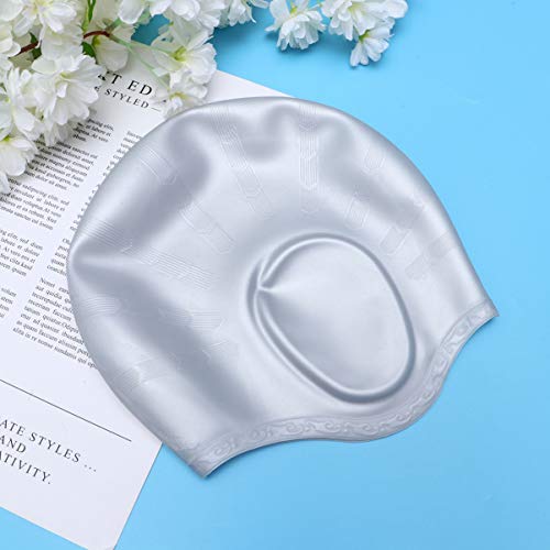 BESPORTBLE Touca de natação de silicone para cabelo longo à prova d'água para mulheres e homens, cr