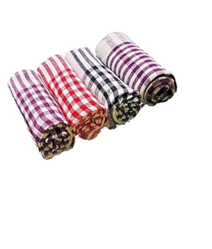 G 1 Kitchen Duster Wet Dry Cotton Cleaning Cloth/Mop Dish Towels, Cotton Checkered Pattern, Set of 4, Multi-Colour, 16 x 24 Inch — photo 3