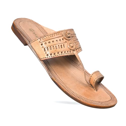 Image of Kolhapuri Chappal for Men Original, Semi-Premium Leather Semi-Handcrafted Traditional Kolhapuri Chappal for Man Formal Footwear for Weddings & Parties, Ethnic Wear & Daily Comfort
