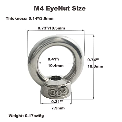 Floyutin 10 Packs M4 Stainless Lifting Eye Nuts Thread Ring Shoulder Metric Eyenuts Fastener #TOP1