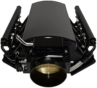 A-Team Performance - EFI Fabricated Intake Manifold with Fuel Rails and Throttle Body Short - Compatible with GM Chevrolet LS3 L92 SBC Small Block Chevy V8 GEN. III/IV (LS-BASED) Black