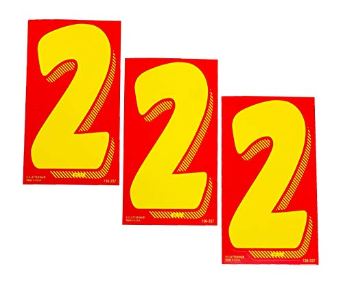 EZ Line Vinyl Decals for Cars Red and Yellow Large Number Stickers Windshield Numbers Dealer Supplies EZ136 (Number 2)