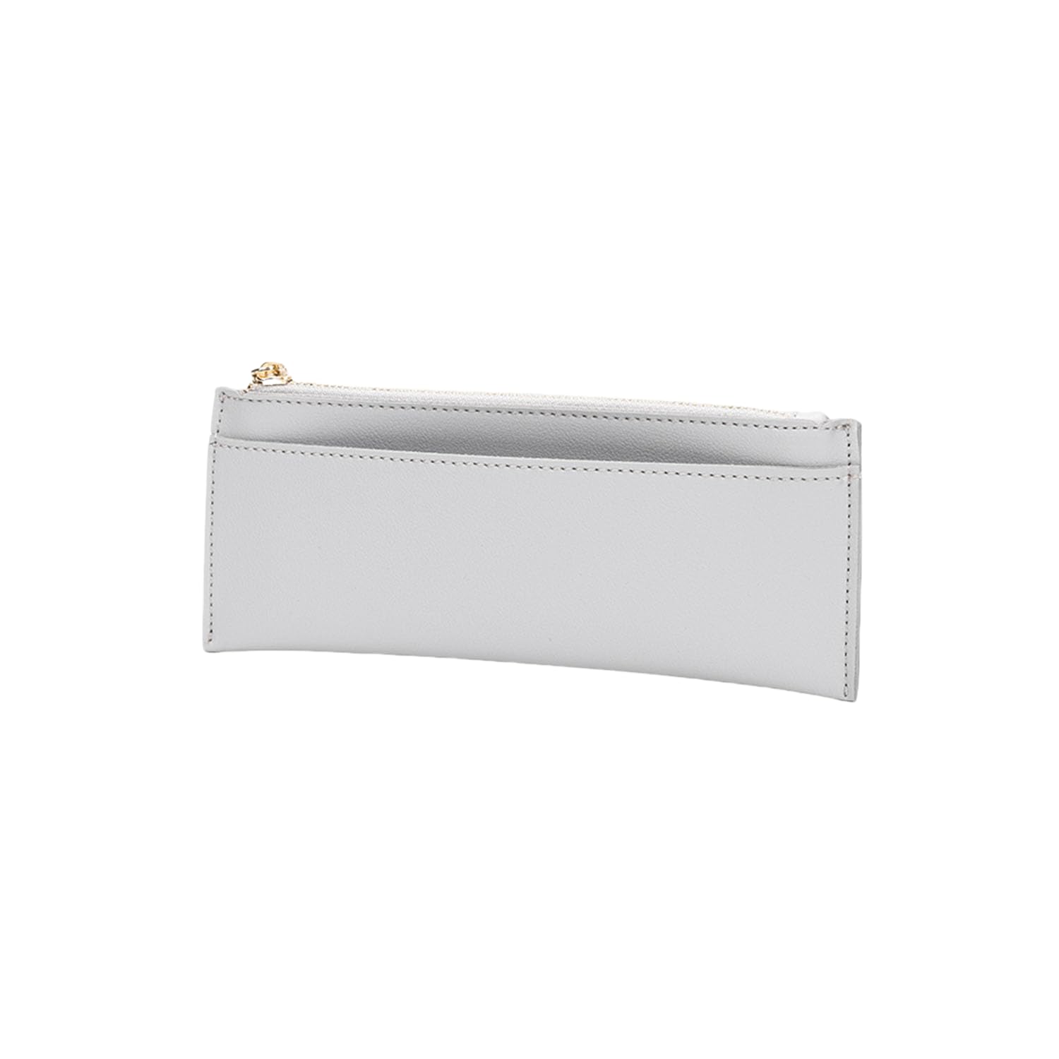 Pencil Pouch for Teens School Office Supplies Pencil Case Cosmetic Bag Zipper (Gray,Faux leather)