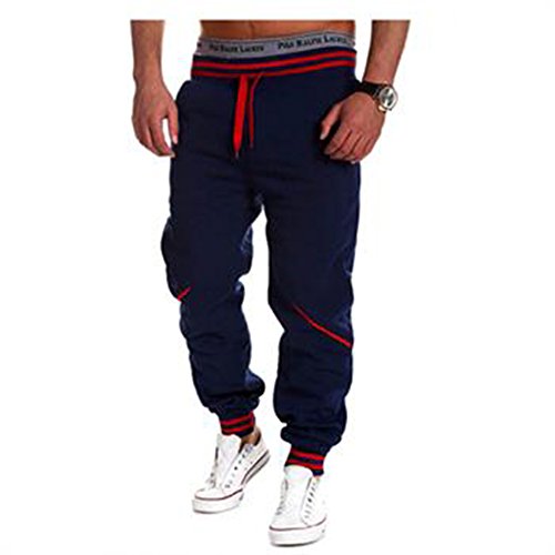 Chen Men's Harem Casual Baggy Hiphop Dance Jogger Sweatpants Trousers (M, Navy Blue)