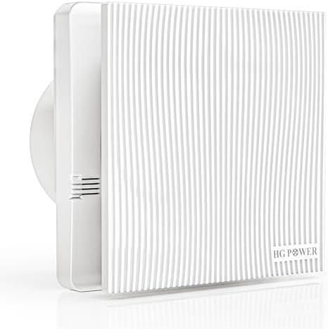 HG Power Ventilateur de Salle de Bain 100mm avec Capteur d'humidité Extracteur d'air Silencieux avec Fonction Minuterie IP45 Ventilateur d'extraction pour VMC Cuisine WC Garage Cave