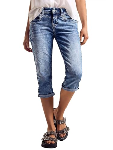 Flamingals High Rise Capri Jeans for Women Roll Hem Straight Leg Jeans Wash Distressed 90s Trendy Denim Capris