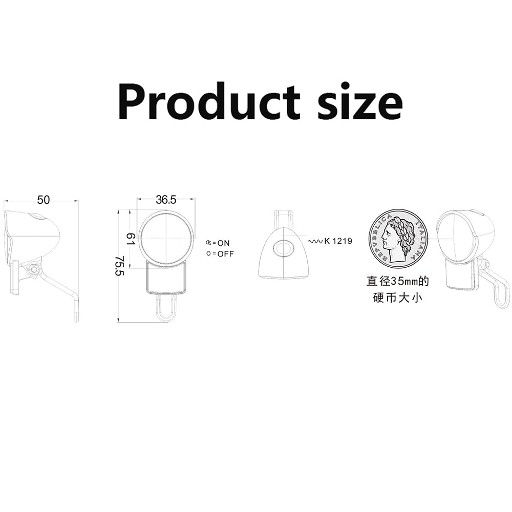 Phare de vélo étanche 15 lux, Lampe LED pour Guidon, feu de sécurité Avant et arrière.