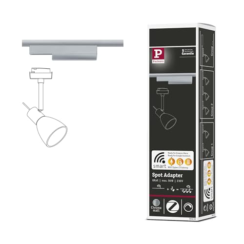 Paulmann 96893 Smart Home Zigbee 3.0 On/Off/Dimm URail Rail Adapter 166x20mm Chrome matt Rail System