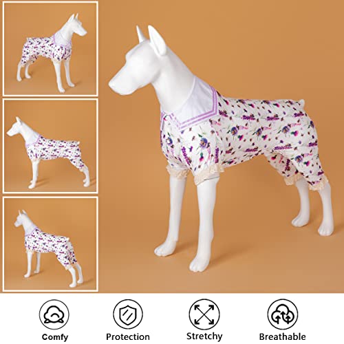 LovinPet Dogs Clothes, Wound Care, Lapel Dog T-Shirts for Large Dog, Lightweight Stretchy Fabric, Cuddle Bee Garden Amethyst Prints Large Dog Pjs for Dogs Pitbull Clothes XL LovinPet Dogs Clothes, Wound Care, Lapel Dog T-Shirts for Large Dog, Lightweight Stretchy Fabric, Cuddle Bee Garden Amethyst Prints Large Dog Pjs for Dogs Pitbull Clothes XL