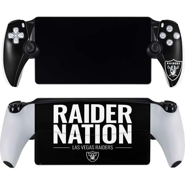 Skinit Decal Gaming Skin Compatible with PlayStation Portal Remote Player - Officially Licensed NFL Las Vegas Raiders Team Motto Design