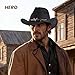 BITUSIC Black Cowboy Hat for Men and Women, Adjustable Wide Brim Western Style Hat Unisex Fashion Accessory for Costume Parties and Outdoor Events, Black