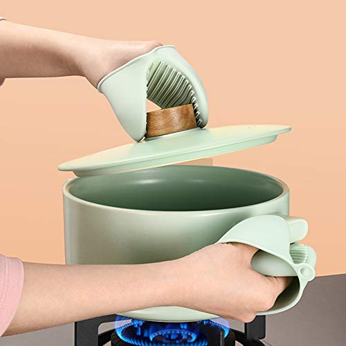 Image of Oven Glove Thicken Silicone Pot Holder Mini Oven Mitt Heat Resistant Pinch Covers for Baking, Cooking, Bbq Grilling (grey) (Green)