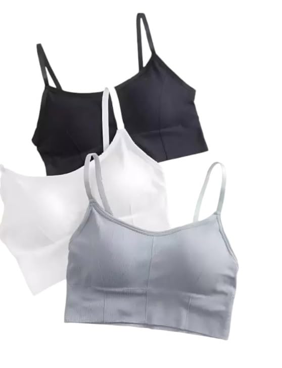 Women's Cotton Wire-Free Full Coverage Lightly Padded Sports Bra - Comfortable & Supportive Everyday Wear - Pack of 3 (Size- L, Grey, White, Black)-image-48