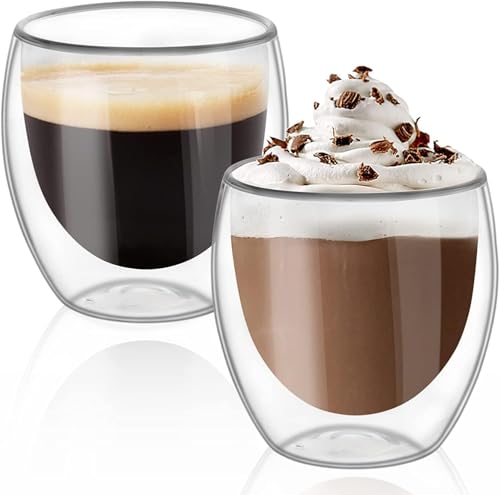 Image of SKDBPM Double Wall Glass Coffee Cups - Tea & Coffee Cup for Hot & Cold Drinks, Milk, Cappuccino, Juice (250ML, 1Pieces)