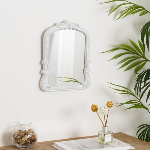 Image of Vintage Vanity White 9.5x12 Small Dresser Table Arch Stand Mirror