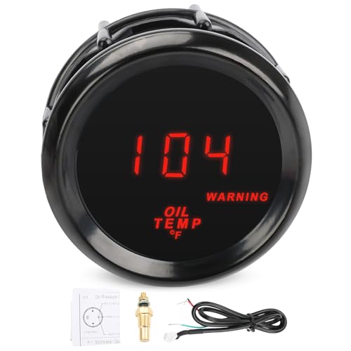 JDMEXEV Oil Temp Temperature Gauge Meter Kit 104-302℉ 2inch 52mm DC12V Temp Gauge for Boat Marine Car Truck Vehicle Automotive