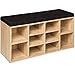 TecTake 800707 Zapatero con Banco de Madera, Taburete 10 Pares de Zapatos, Incl. Cojín Acolchado, 103,5x48x30cm (Roble-Negro | No. 403172)