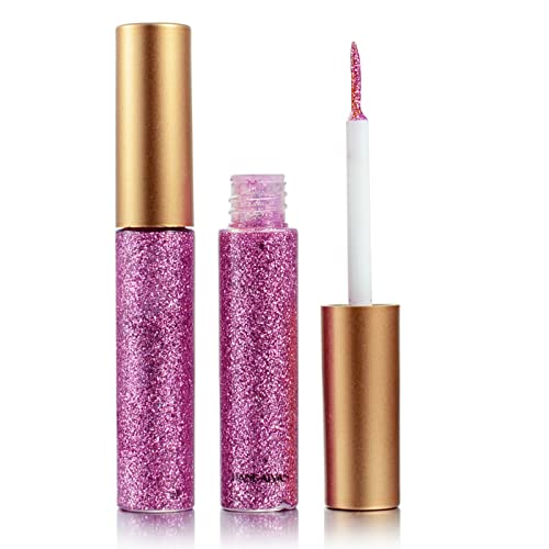 Dekrion Glitter Eyeliner,Pink Giltter Eyeliner, Long-Lasting Waterproof Eyeliner Eye Glitter Makeup, Silver, Gold, Pink Green High-Pigmented Colorful Glitter Eyeliner Liquid #TOP27