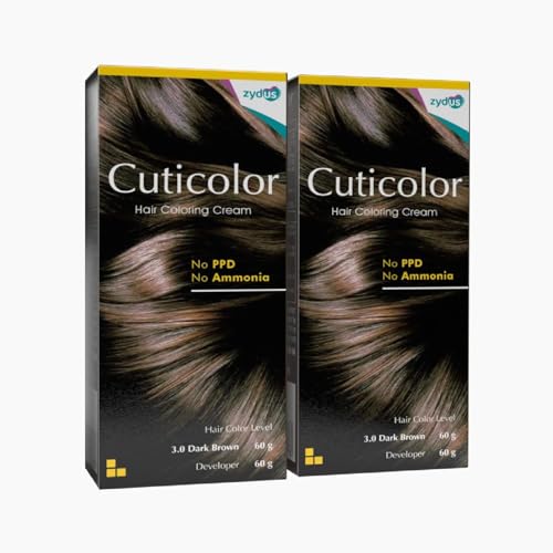 Cuticolor Permanent Hair Color Cream| Dr prescribed| Eco Mechanism for Preserving Scalp Health| No Ammonia| No PPD| Enriched with Portulaca & Boseivela Extracts – Dark Brown (120g) | Pack Of 2