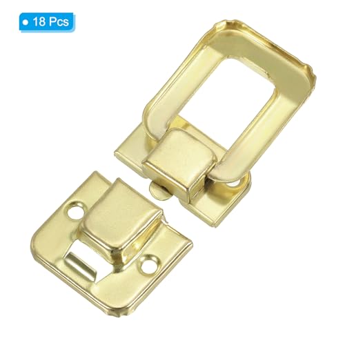 Image of PATIKIL Toggle Catch Lock 1.6 inch x 1.1 inch, 18 Pack Metal Buckle Hasp Lock Latch Clasp for Jewelry Box Wooden Case Decoration, Light Gold
