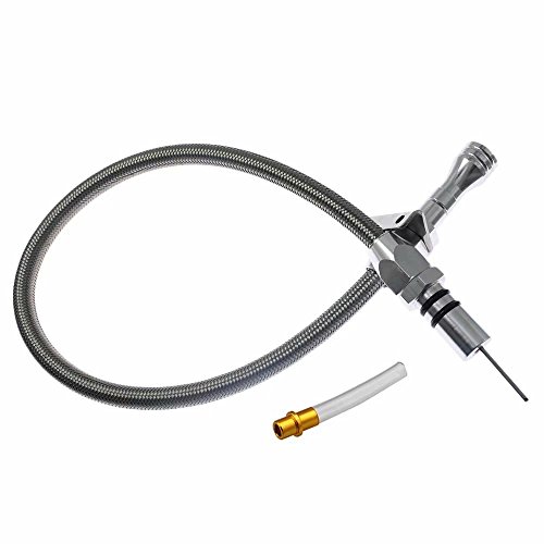 Transmission Dipstick Stainless Steel Braided Hose Flexible Firewall Mount Compatible with TH350 TH400 700R4 for Chevy GM SBC BBC