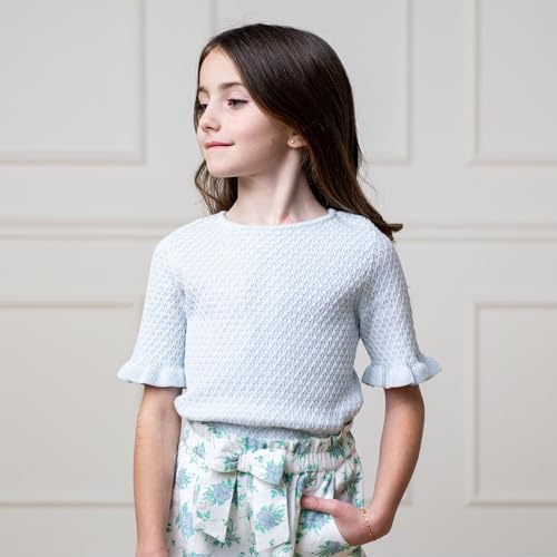 Hope & Henry Girls' Short Sleeve Sweater Top2