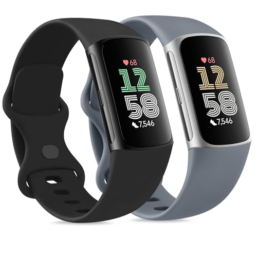 �y2���z�o���h Fitbit Charge 6 /5 �Ή� �����p�o���h �_�炩�� �h���� �ϋv�� ���߉\ �y�� (�u���b�N + �u���[�O���[)