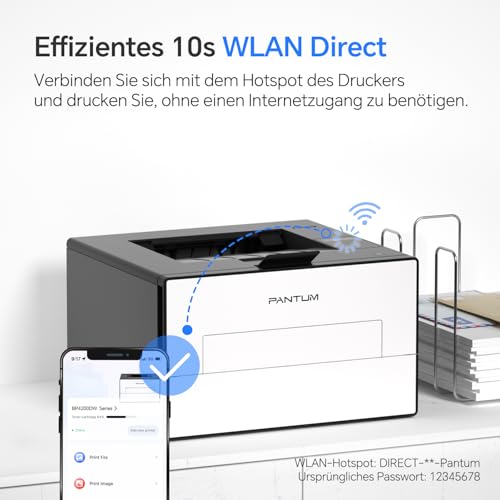 PANTUM BP4209DW Laserdrucker Schwarz Weiss mit Automatischer Duplexdruck, WLAN/USB/Ethernet, A4 1200 x 1200 DPI 30 ppm, Inklusive 1000-Seiten-Starter-Tonerkassette