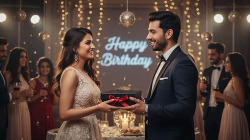 Image of Awestuffs Premium Black Gift Boxes with Red Ribbon, Decorative Gift Packaging Boxes (23 x 16 x 10 cm) for Hampers, Return Gifts, Weddings, Birthdays & Corporate Gifts (Pack of 6)