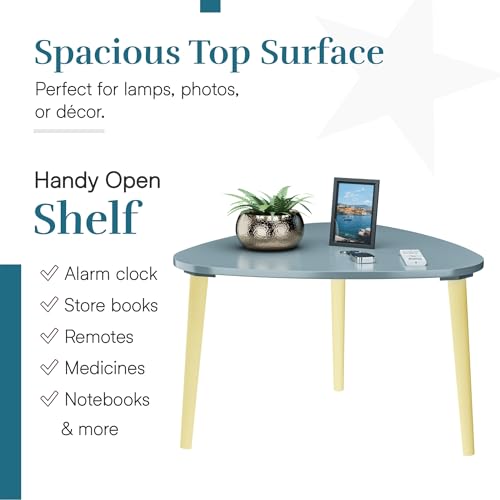 Image of Kuber Industries 21 Inch Oval Shape Bed Side Tables for Bedroom, Balcony and Sofa | Corner Stool for Living Room | Tea and Coffee End Table Night Stand | Wooden Stools for Home and Office | Grey