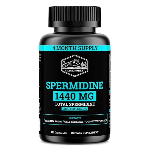 Spermidine Supplement (1440mg of 99% Pure Spermidine Supplements For Women & Men) 4 Months Supply (100X More Potent Than Wheat Germ Extract) 12MGS Per Serving For Cellular Health Anti-Aging & Energy