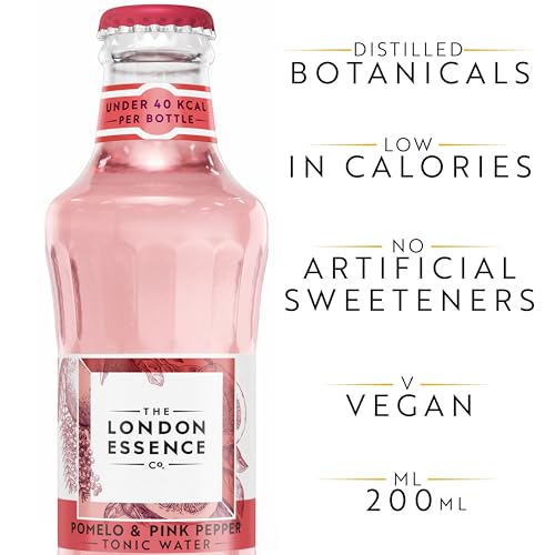 The London Essence Co. Pomelo & Pink Pepper Tonic, Premium Cocktail Mixer, 200ml, Pack of 24 bottles, No Artificial Colours Preservatives or flavours, Low Calorie