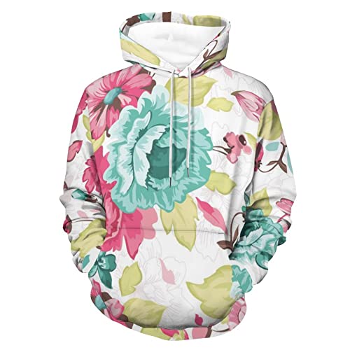 Sweats à capuche manche longue fleurs d'aquarelle pull homme femme S