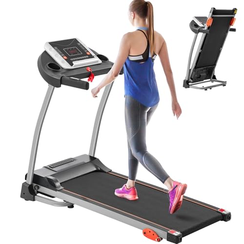 Image of Easy Folding Treadmill,Walking Pad Under Desk Treadmill, with Device Holder & Pulse Sensor, 3-Level Incline Adjustable Compact Foldable,for Home Use