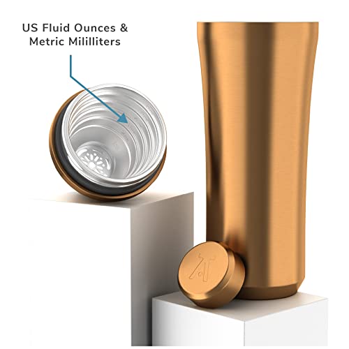 Elevated Craft Hybrid Cocktail Shaker - Premium Vacuum Insulated Stainless Steel Copper Cocktail Shaker - Innovative Measuring System - Martini Shaker For The Home Bartender - 28Oz Total Volume #TOP3