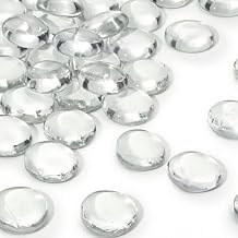DomeStar 1LB Flat Glass Marbles, 28-30 PCS Large Glass Beads Transparent Decorative Pebbles Clear Gemstone for Crafts Vase Fillers Fish Tank Aquarium DIY 1.2"-1.4"