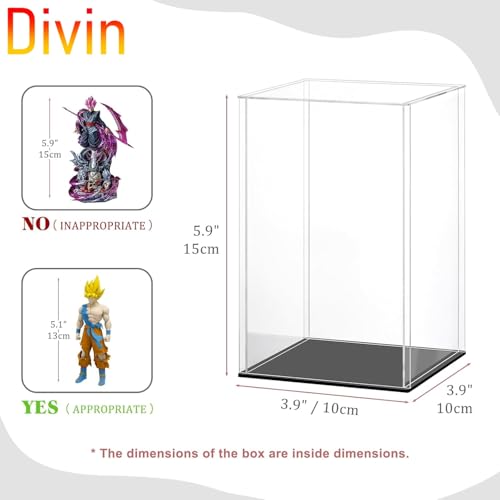 Image of Bozsky Acrylic Display for Organizing Collectibles Clear Box Display Action Figures Home Storage Mini Toys Gifts for Lover, Dust-Free, Clear Display Box (Black+Clear, 10X10X15Cm: 4X4X6 inch)