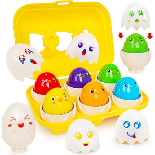 FQKIOMY Egg Toddler Toys Montessori Geometric Egg Shape Sorter Toys Preschool Learning Educational Color Sorting & Eggs Puzzles Matching Games Fine Motor Toy for Boys Girls Ages 1-3