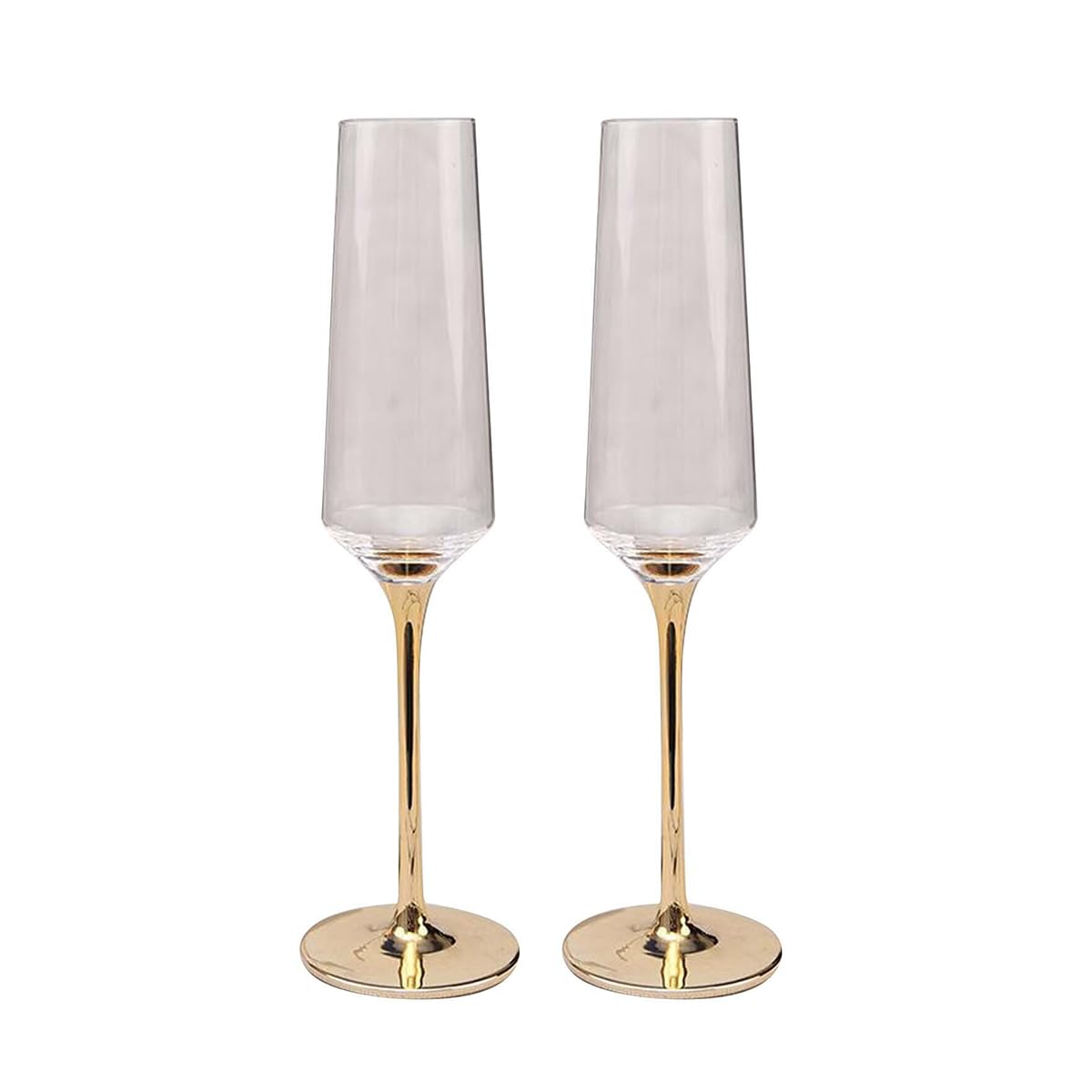 Melbify Gold Stem Champagne Glass | Set of 2 | 300 ml | Imported Wine Glasses | Luxury Wine Glass Set | Fancy Designer Wine Glasses | Unique Gift Pack