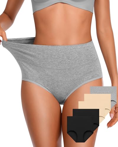 OUENZ Ropa Interior de algodón para Mujer, Transpirable, sólido, cómodo, Cintura Alta, Suave, Calzoncillos para Mujer - - X-Large