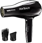 Hot Beauty 1875 Ceramic Styler Hair Styling Blow Dryer 2 Attachments Included Lightweight and Fast Dry Multi Heat Speed Setting Perfect Size for Home or Travel
