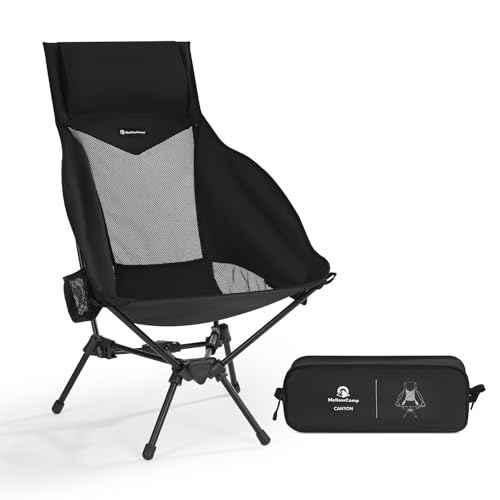 Silla Plegable para Camping MellowCamp con Respaldo Alto y Almohada, Ligera y Portátil, Soporta 374 lbs