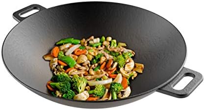 Cast Iron Wok-14” Pre-Seasoned, Flat Bottom Cookware with Handles-Compatible with Stovetop, Oven, Induction, Grill, or Campfire by Classic Cuisine, (82-KIT1088) - Thumbnail 4