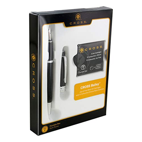 Stylo-plume Cross Bailey en laque noire et finitions chromées raffinées