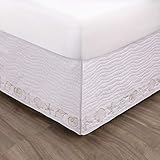 Greenland Home Coastal Seashell Bed Skirt, Queen, White