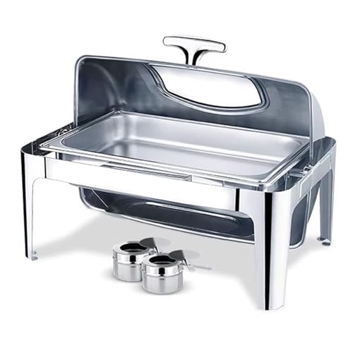Juego de platos de acero inoxidable para bufé, elegante bandeja para servir para bodas, fiestas y cumpleaños, recipiente calentador de condimentos
