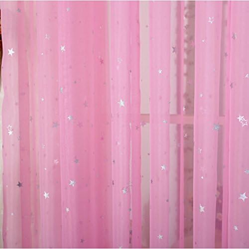 pureaquKids Room W52xH84 Window Curtain Decoration Rod Pocket Process Multiple Sizes Star Voile Curtain/Drape(1 Panel)